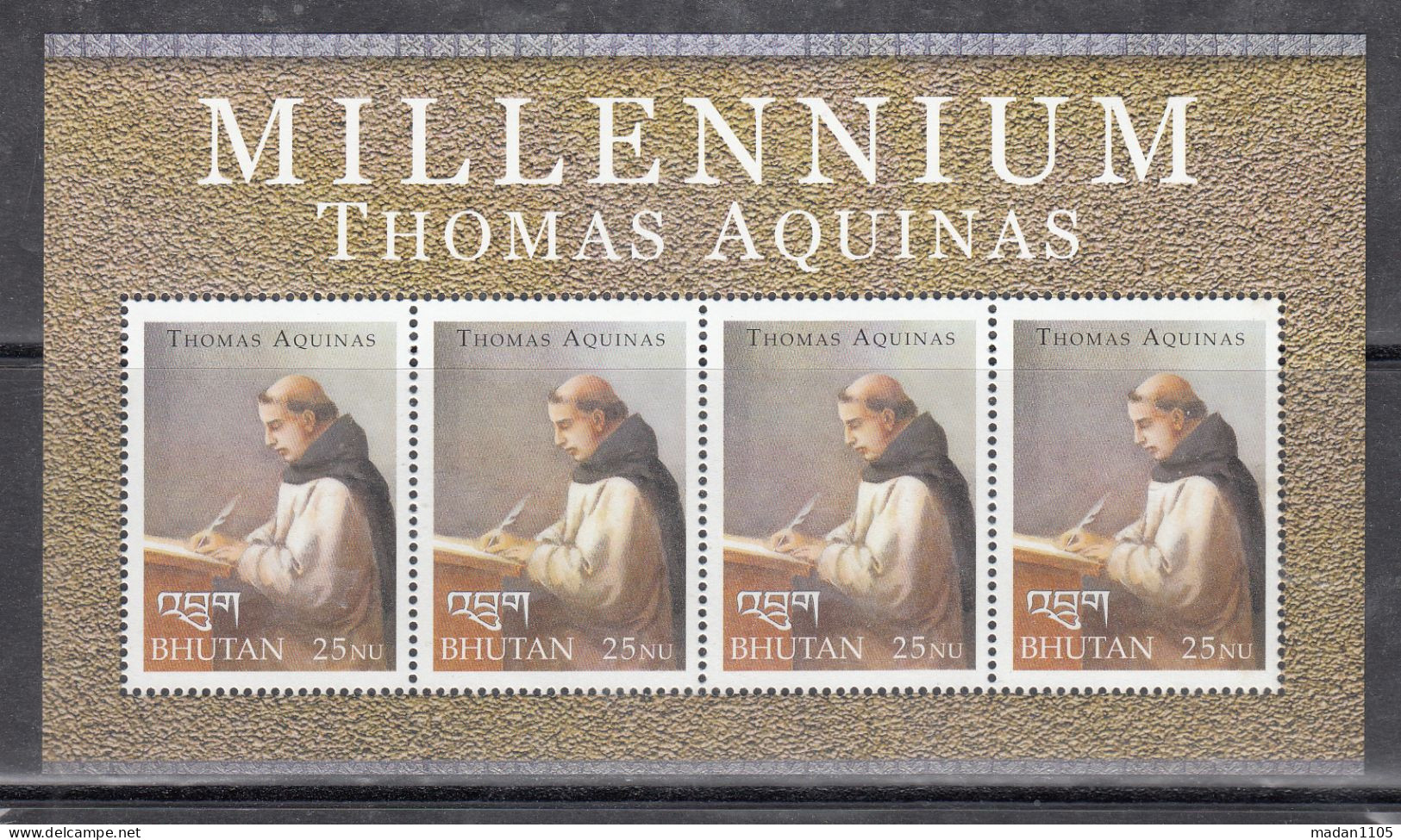 BHUTAN, 2000,  New Millennium - The 775th Anniversary Of The Birth Of Thomas Aquinas, 1224-1274,  MS, MNH, (**) - Bhoutan