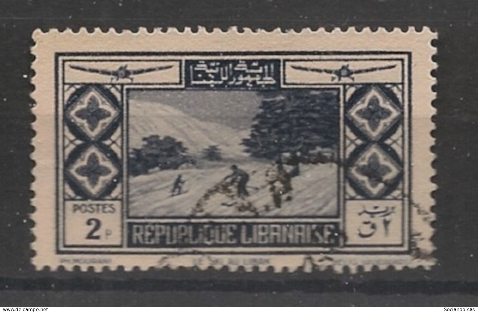 GRAND LIBAN - 1936 - Poste Aérienne PA N°YT. 51 - Avion 2pi Violet-noir - Oblitéré / Used - Oblitérés