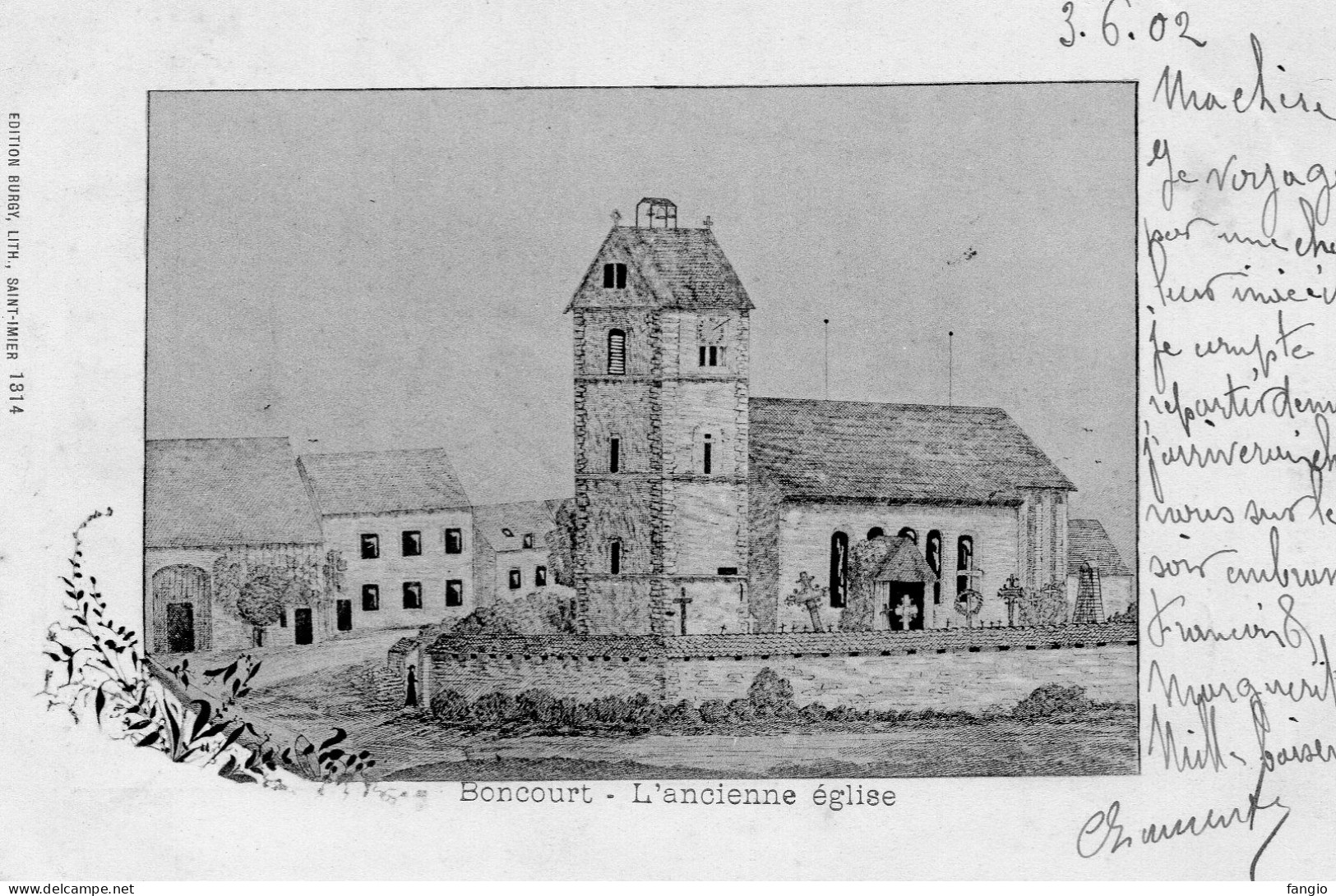 SUISSE - " BONCOURT - L'ancienne Eglise ;Edit:BURGY, LITH , Saint.Imier " - - Boncourt