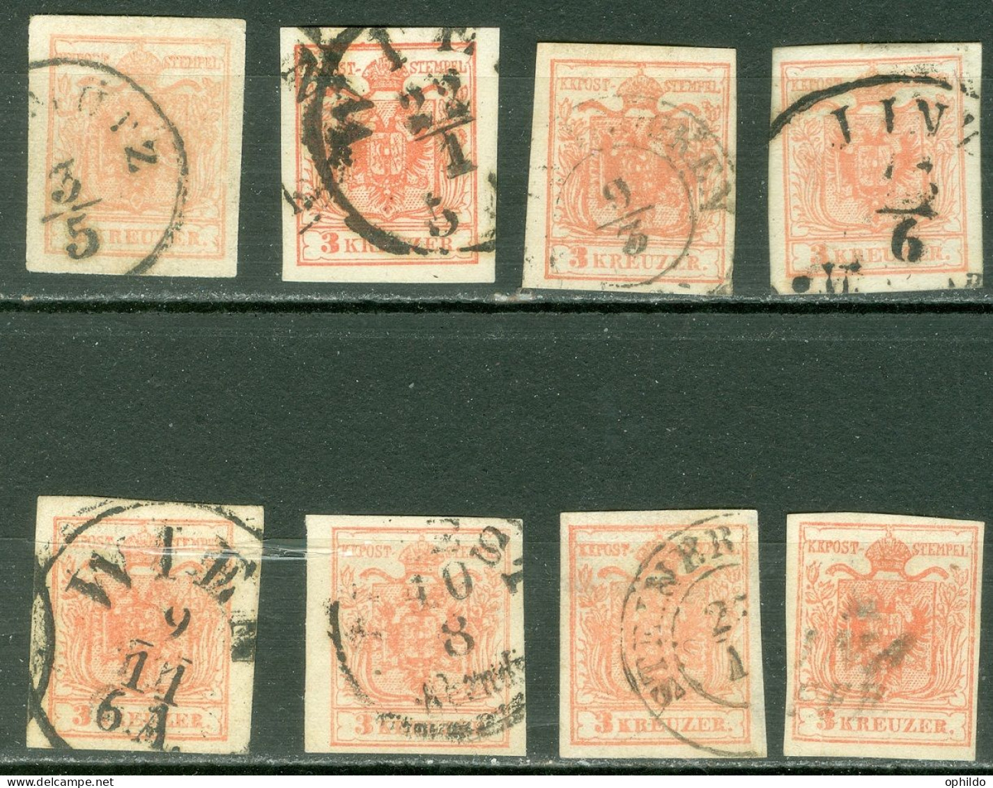 Autriche  Lot  De N° 3  Ob   Variété,couleur , Obli  Dont Linz , Steinbrüken , Recommandé   - Used Stamps