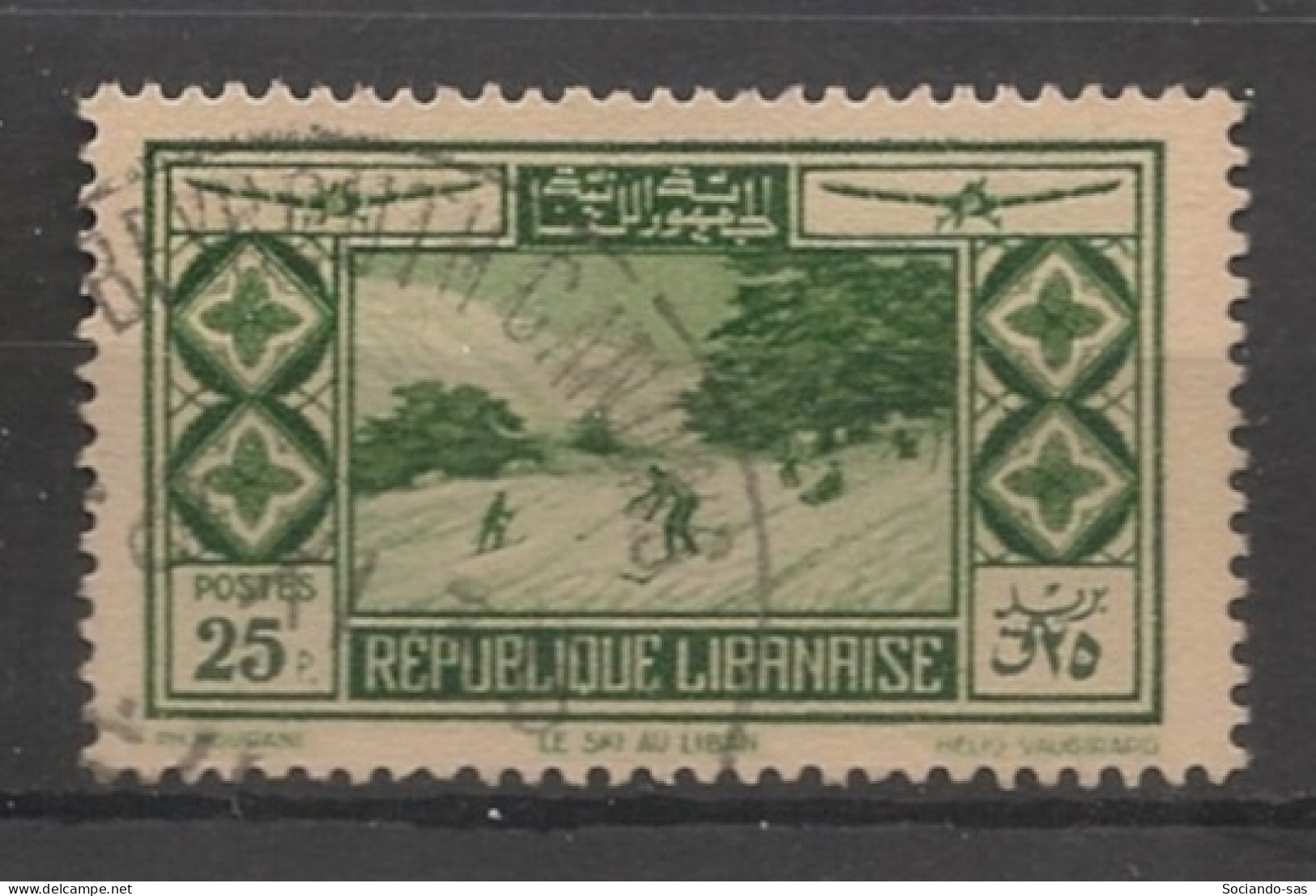 GRAND LIBAN - 1936 - Poste Aérienne PA N°YT. 56 - Avion 25pi Vert - Oblitéré / Used - Oblitérés