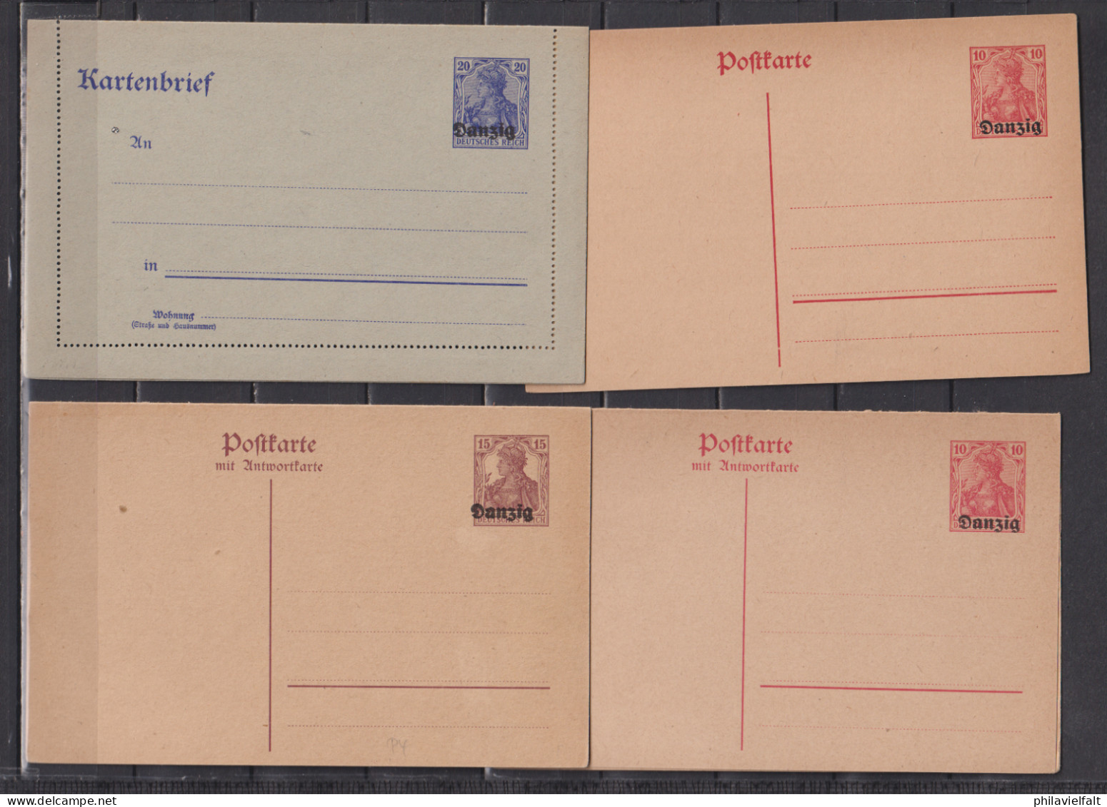Danzig 1920 Ganzsachen Mit Aufdruck Partie K1,P1,P3,P4,P5 ** - Entiers Postaux