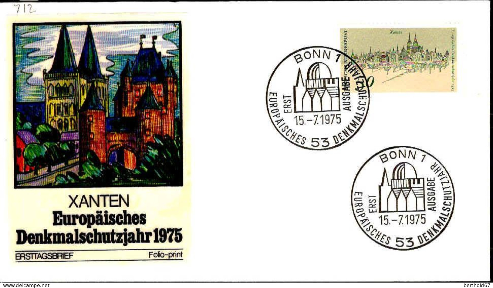 RFA Poste Obl Yv: 712 Mi:863 Denkmalschutzjahr Xanten (TB Cachet à Date) Fdc Bonn 15-7-75 - 1971-1980