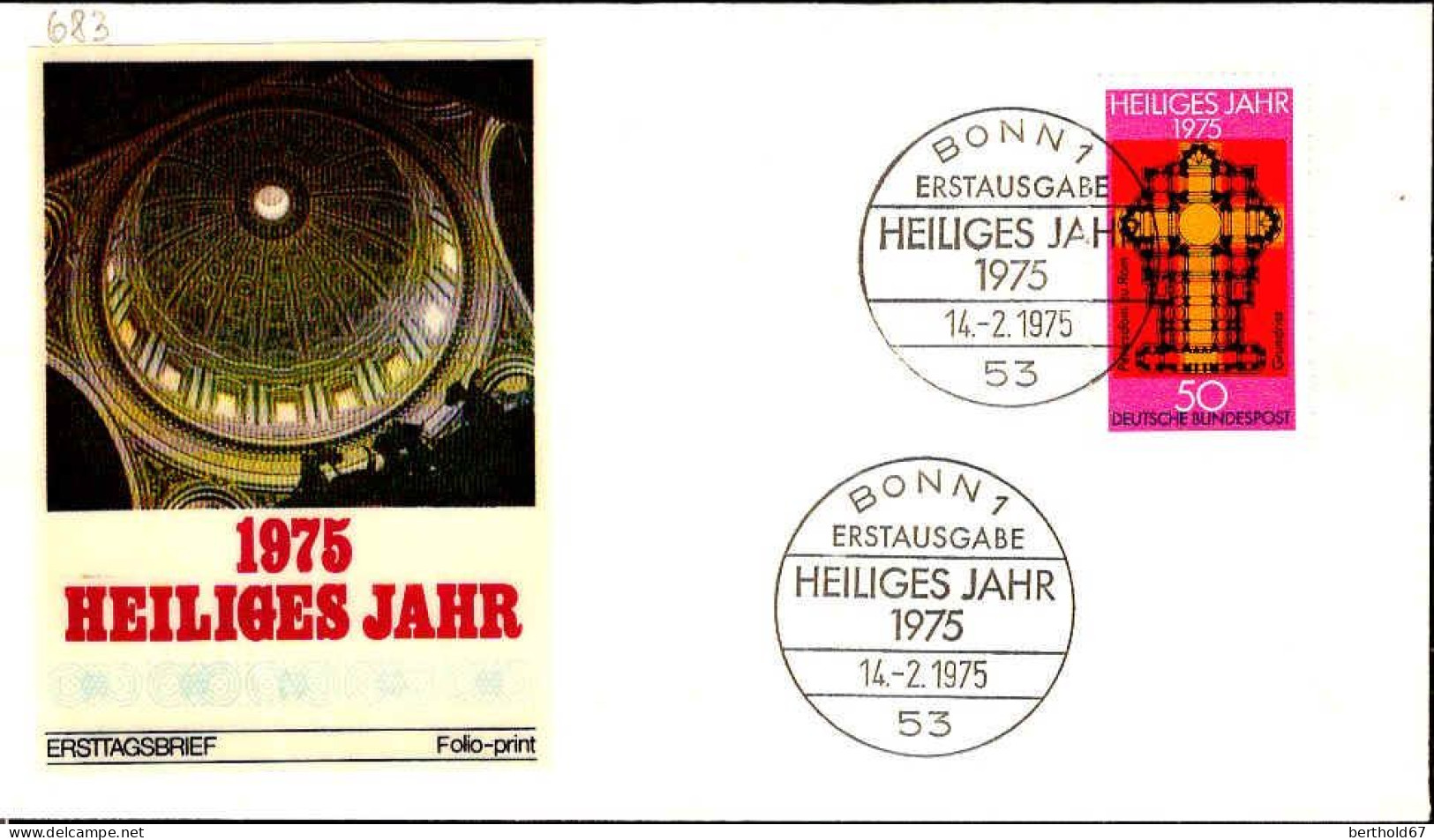 RFA Poste Obl Yv: 683 Mi:834 Heiliges Jahr Petersdom Zu Rom Grundriss (TB Cachet à Date) Fdc Bonn 14-2-75 - 1971-1980