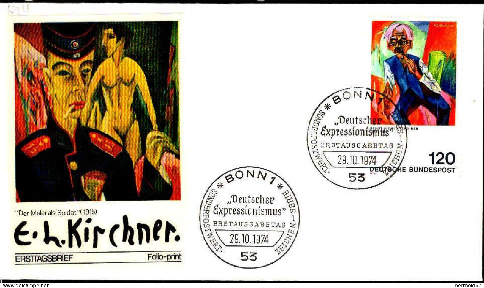 RFA Poste Obl Yv: 674 Mi:823 Ernst Ludwig Kirchner Vieux Paysan (TB Cachet à Date) Fdc Bonn 29-10-74 - 1971-1980