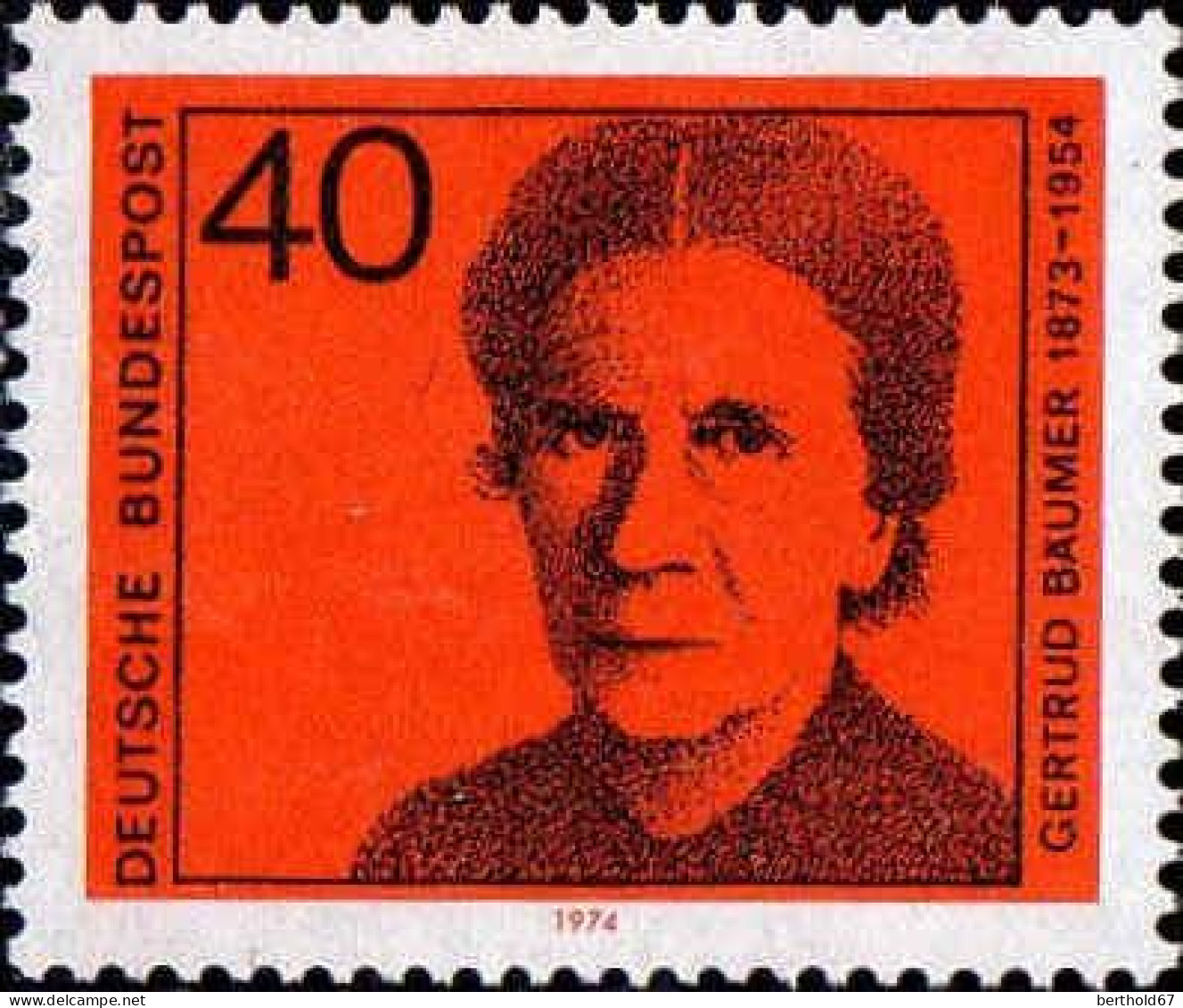 RFA Poste N** Yv: 642 Mi:793 Gertrud Baumer - Unused Stamps