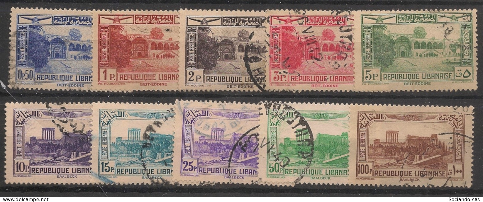 GRAND LIBAN - 1937-40 - Poste Aérienne PA N°YT. 65 à 74 - Série Complète - Oblitéré / Used - Gebraucht