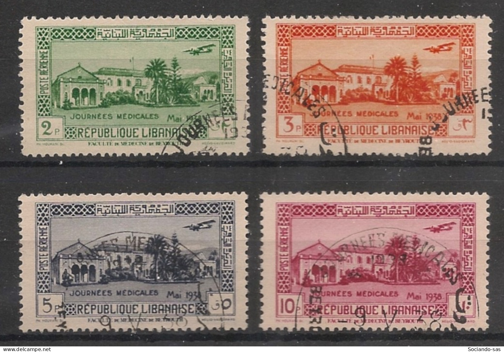 GRAND LIBAN - 1938 - Poste Aérienne PA N°YT. 75 à 78 - Série Complète - Oblitéré / Used - Oblitérés