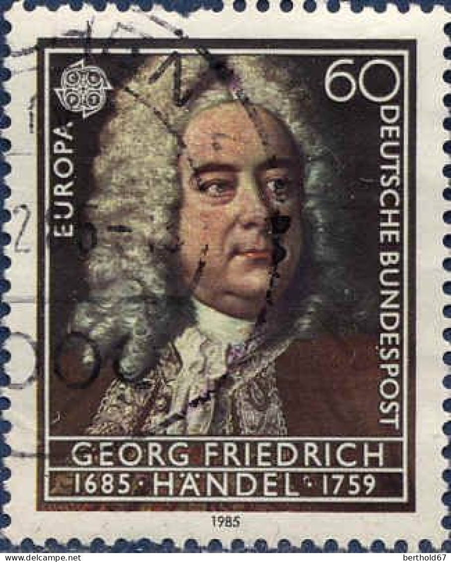 RFA Poste Obl Yv:1080 Mi:1248 Europa Georg Friedrich Handel 1685 1759 (beau Cachet Rond) 1 Dent Manquante - Gebraucht