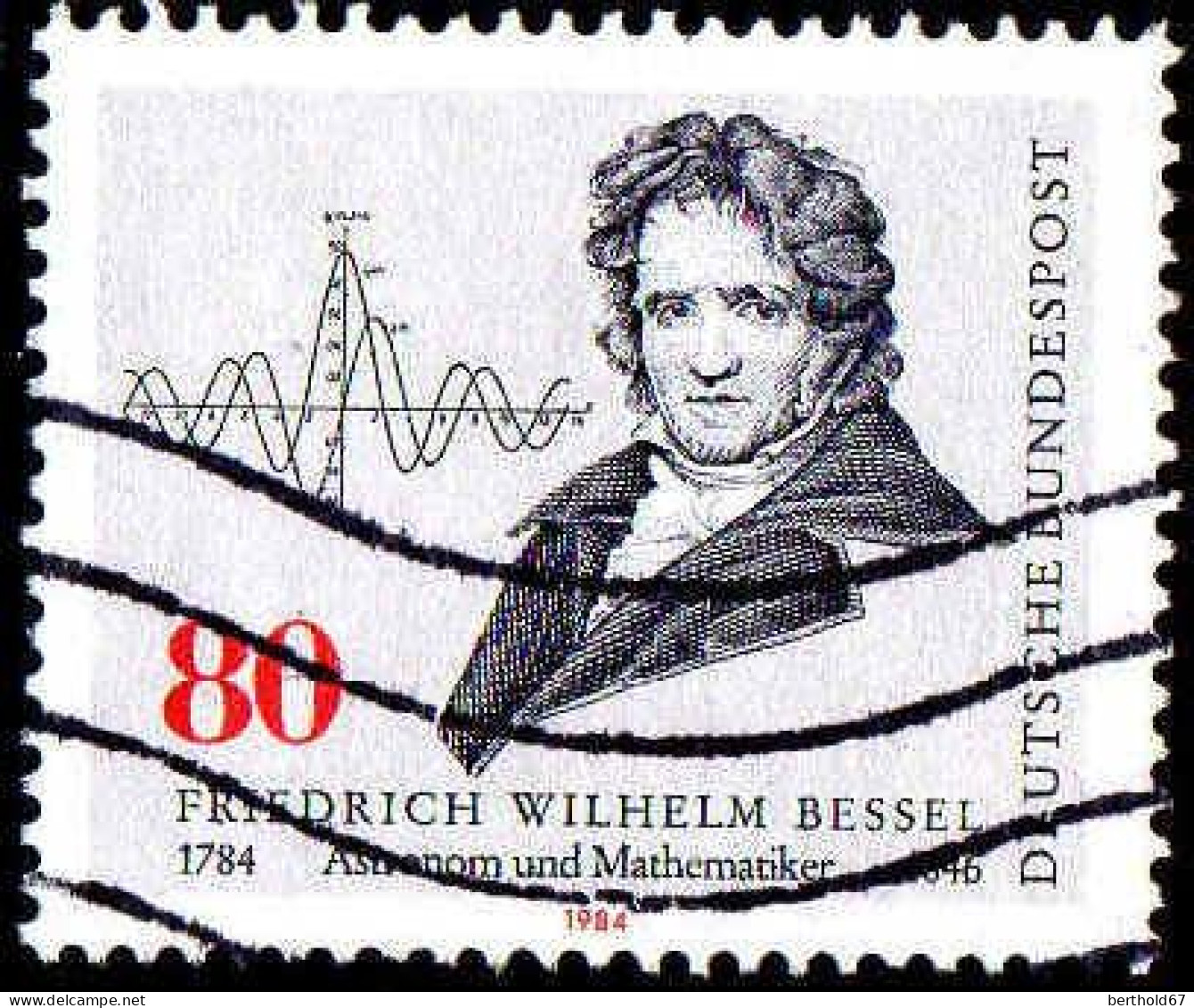 RFA Poste Obl Yv:1048 Mi:1219 Friedrich Wilhelm Bessel Astronom & Mathematiker (Lign.Ondulées) - Gebraucht