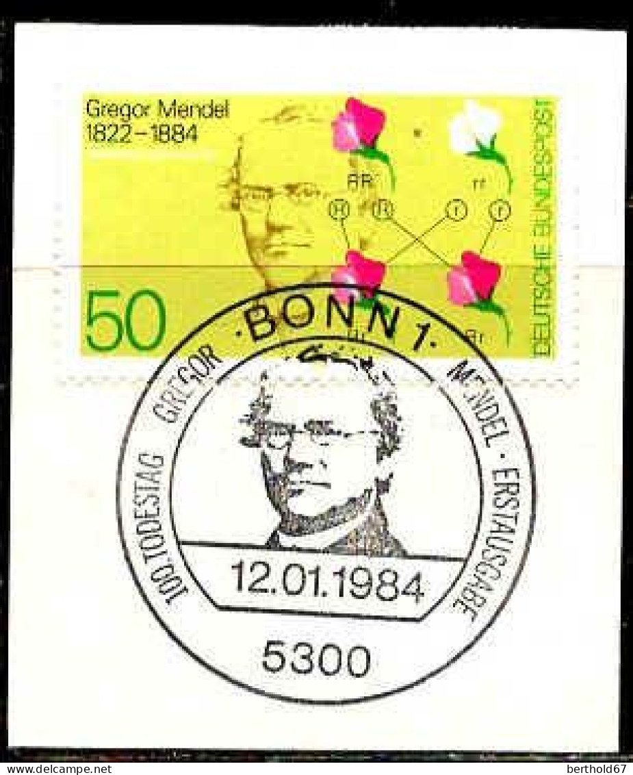 RFA Poste Obl Yv:1031 Mi:1199 Gregor Mendel Généticien Sur Fragment FDC (TB Cachet à Date) - 1981-1990