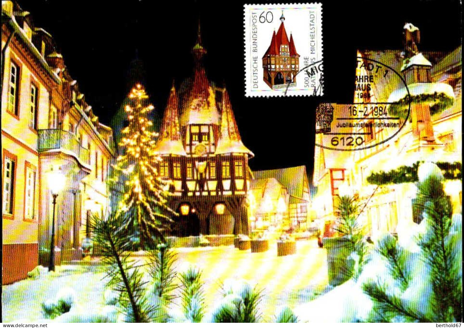 RFA Poste Obl Yv:1032 Mi:1200 Rathaus Michelstadt 16-2-1984 (TB Cachet à Date) Carte - Used Stamps