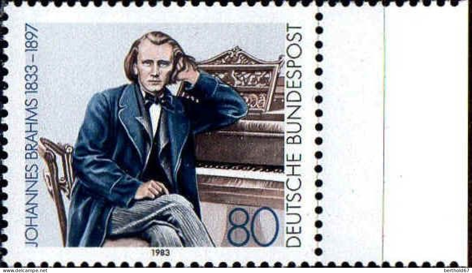 RFA Poste N** Yv:1009 Mi:1177 Johannes Brahms Compositeur Bord De Feuille - Unused Stamps