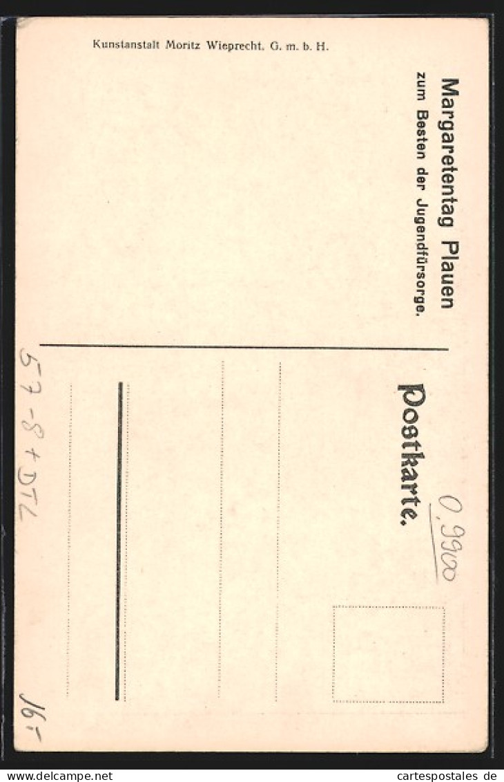 Künstler-AK Plauen I. V., Margeritentag, Mädchen Mit Margeriten Auf Einer Wiese  - Other & Unclassified