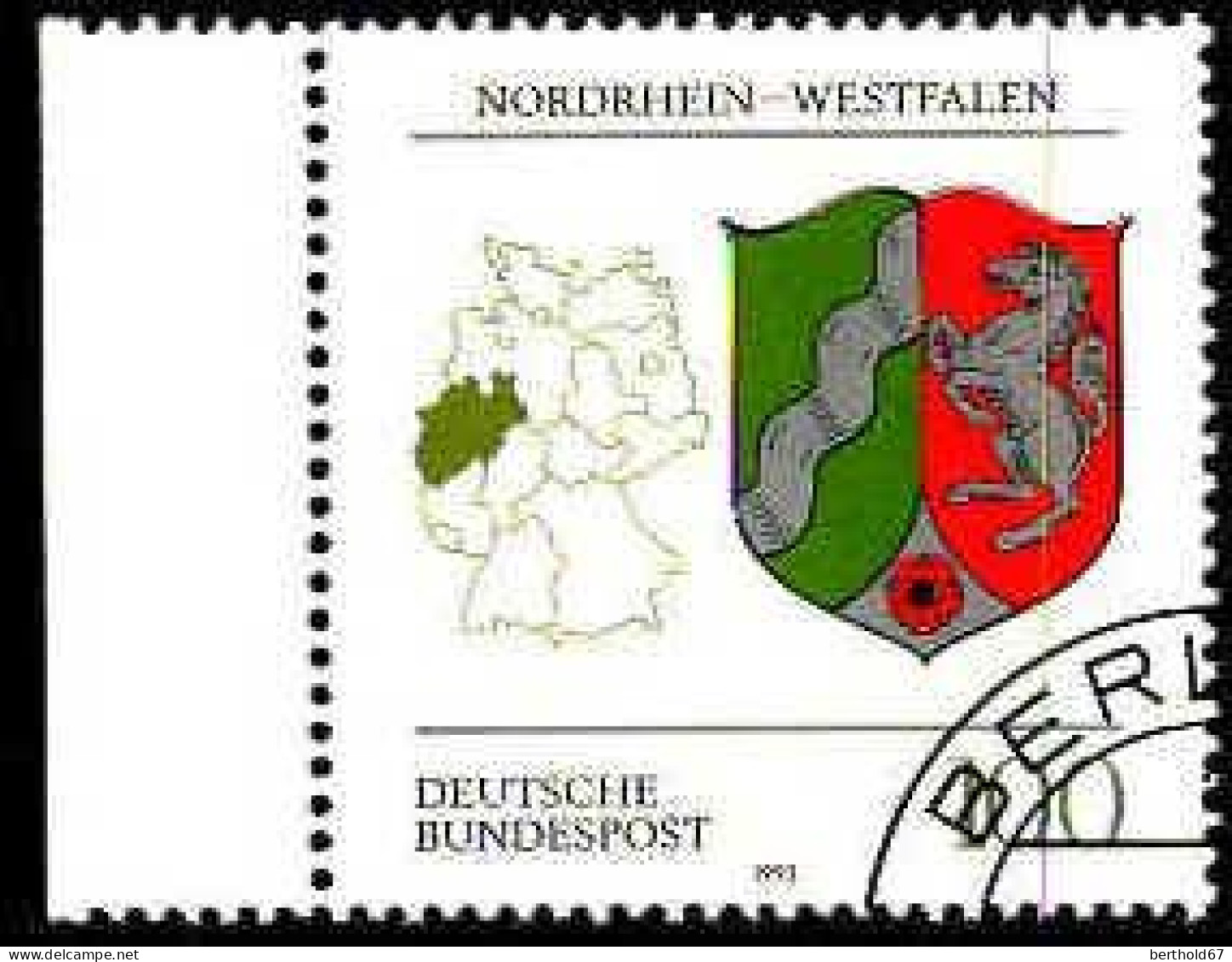 RFA Poste Obl Yv:1521 Mi:1663 Nordrhein-Westfalen Armoiries Bord De Feuille (Beau Cachet Rond) - Used Stamps