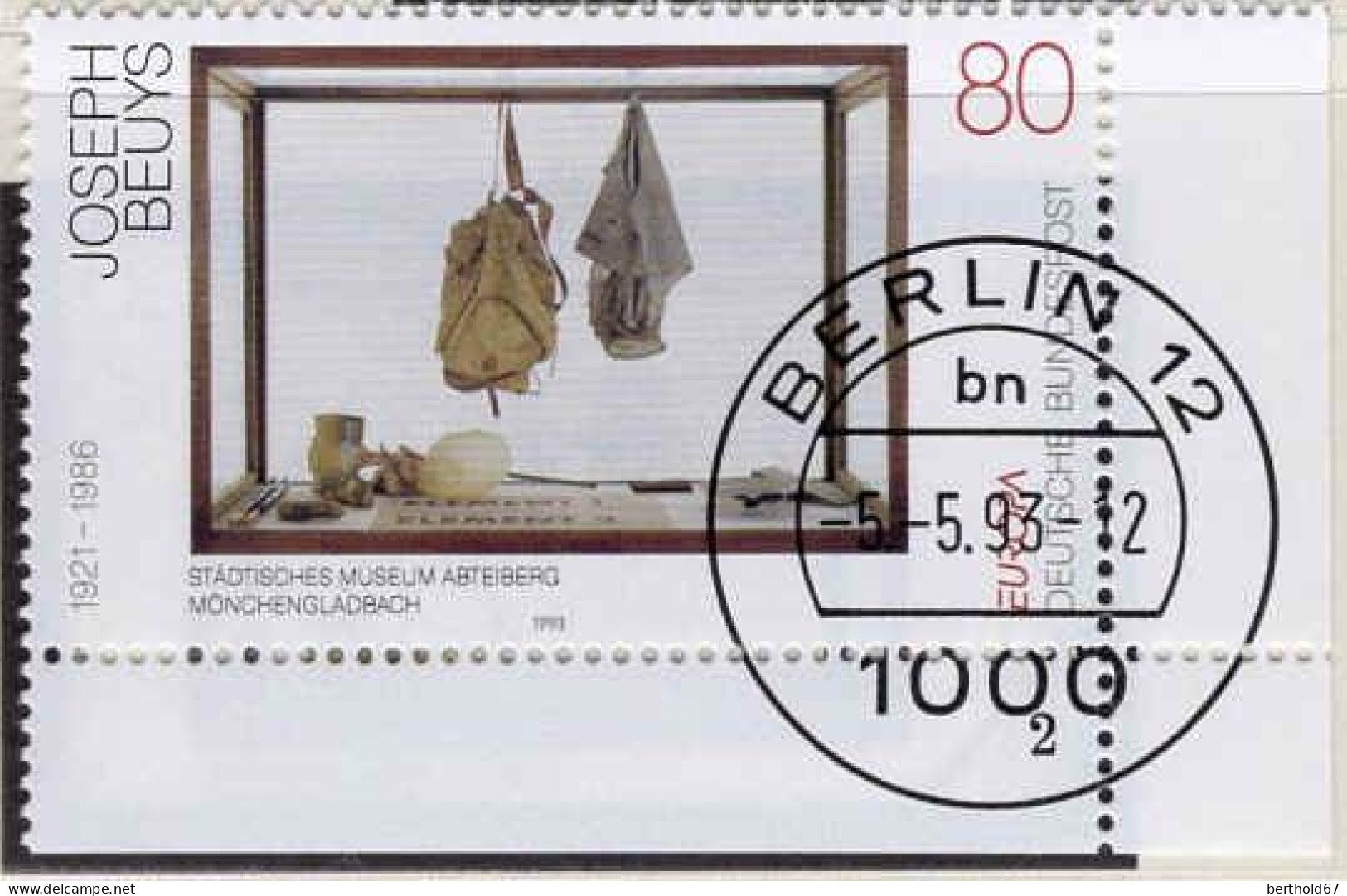 RFA Poste Obl Yv:1504 Mi:1673 Europa Joseph Beuys Coin D.feuille (TB Cachet à Date) Berlin 5-5-93 - Oblitérés