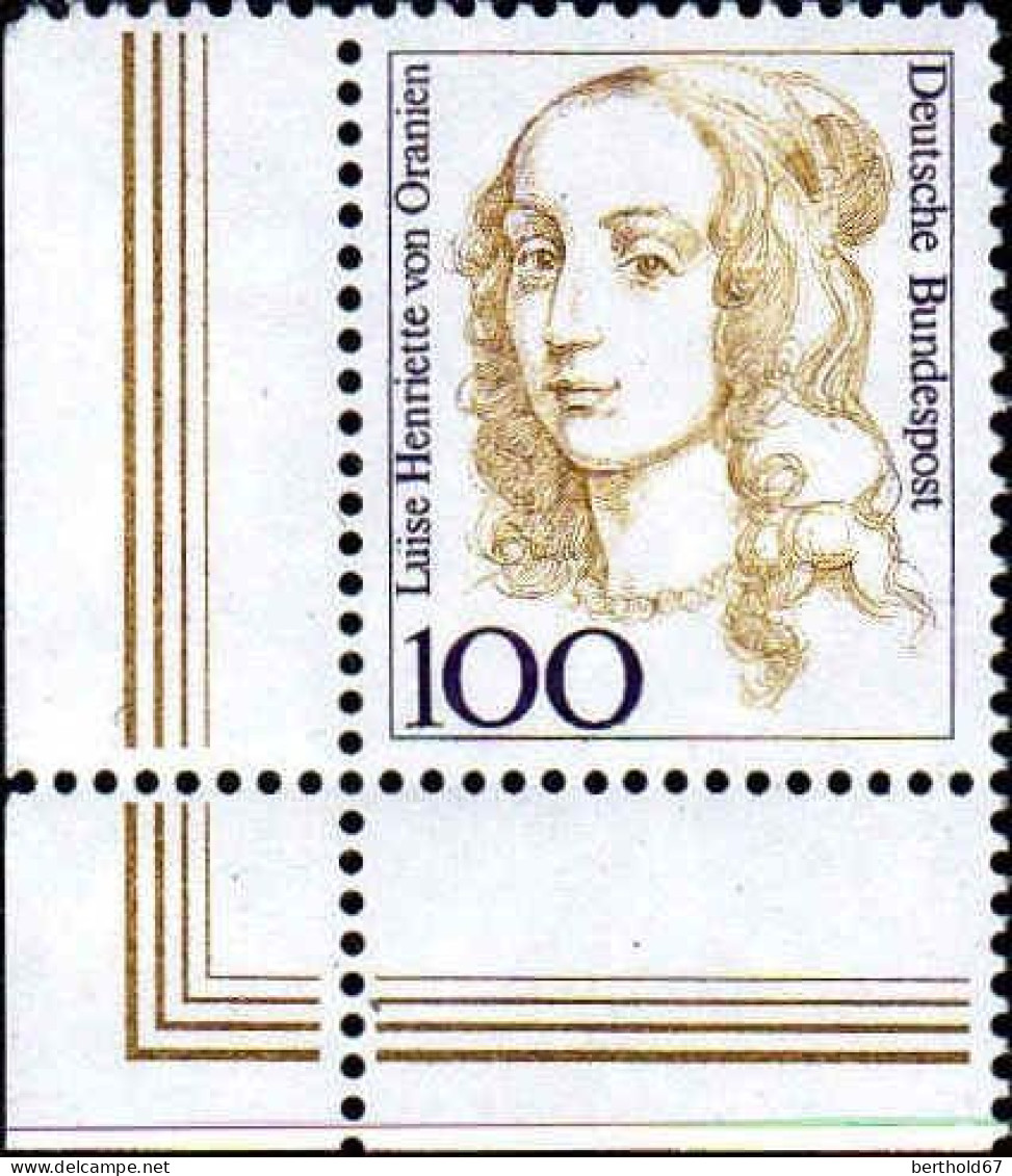 RFA Poste N** Yv:1588 Mi:1756 Luise Henriette Von Oranien Coin D.feuille - Neufs