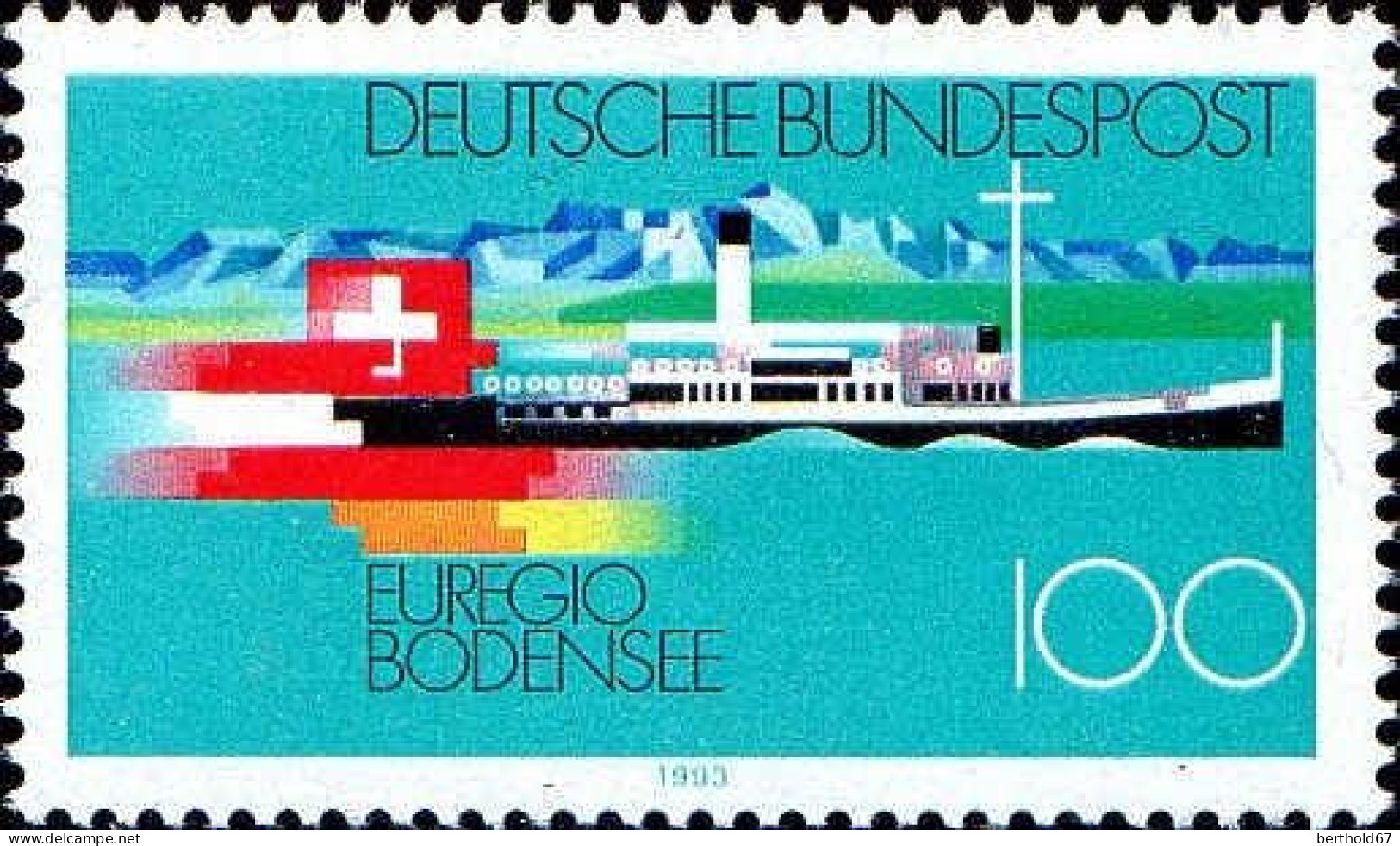 RFA Poste N* Yv:1509 Mi:1678 Euregio Bodensee Bord De Feuille (sans Gomme) - Unused Stamps