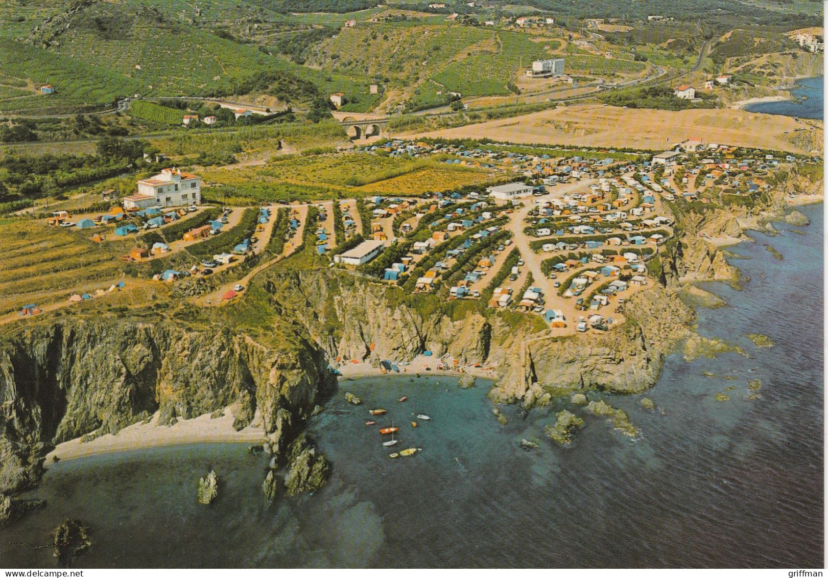 ARGELES PLAGE SUR LA ROUTE DE COLLIOURE LES CRIQUES DE PORTEILS VUE AERIENNE CPSM 10X15 TBE - Argeles Sur Mer