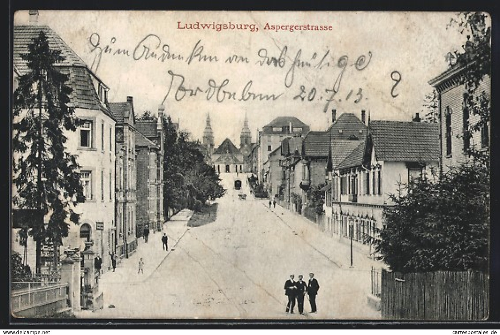 AK Ludwigsburg, Asperger Strasse Mit Passanten Und Blick Zur Kirche  - Ludwigsburg