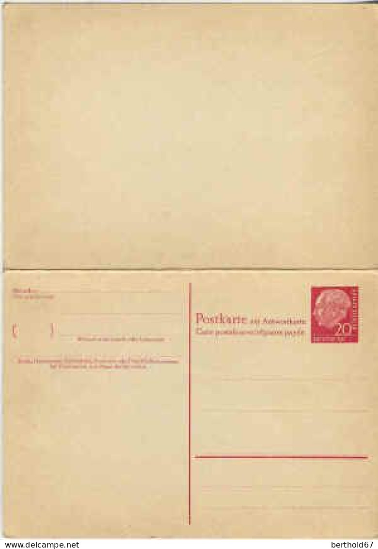 RFA Entier-P N** Yv:  69 Mi:184 Postkarte Mit Antwortkarte Theodor Heuss - Cartes Postales - Neuves