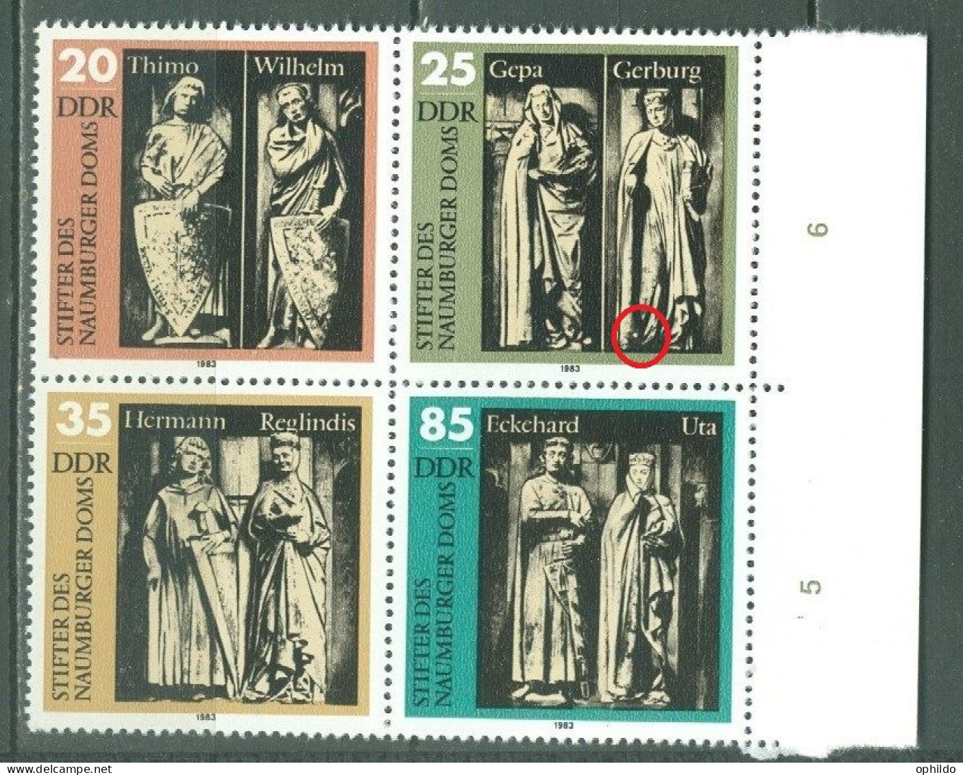 DDR   Michel  2809 F4  * *   TB   Exemplaire 2    Tache Claire En Bas De La Tunique   - Variétés Et Curiosités