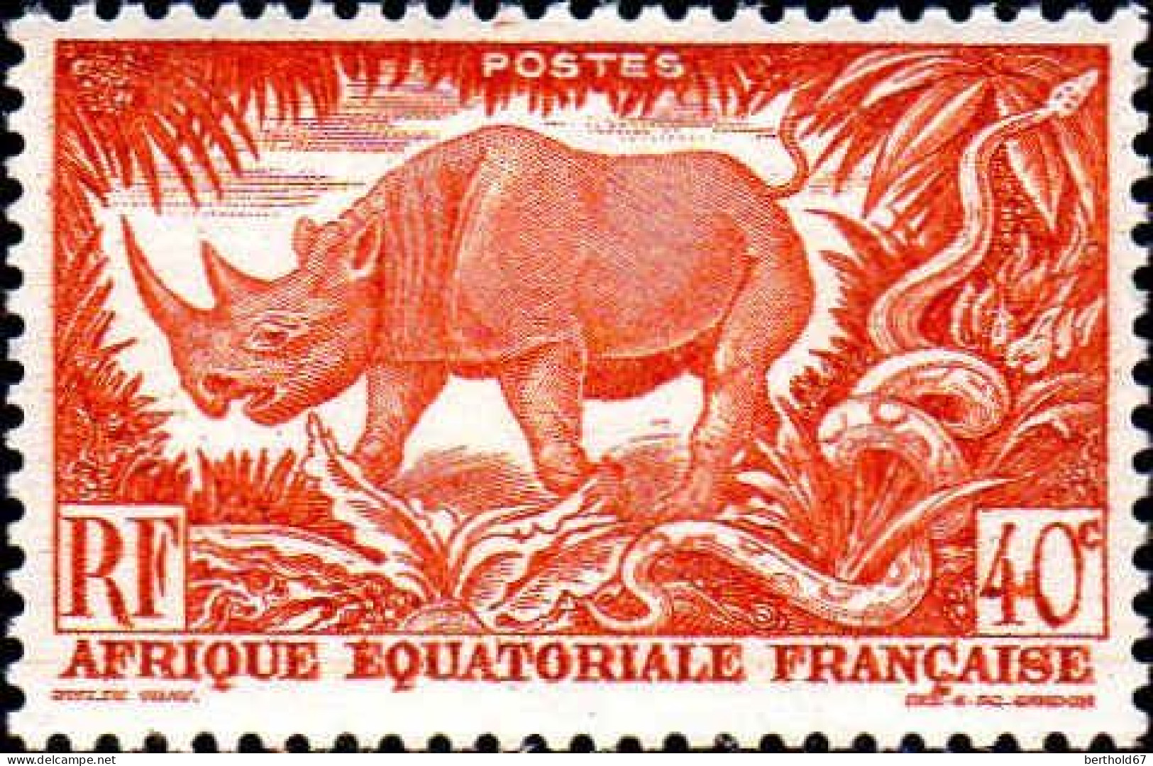 AEF Poste N** Yv:210 Mi:264 Rhinocéros - Unused Stamps
