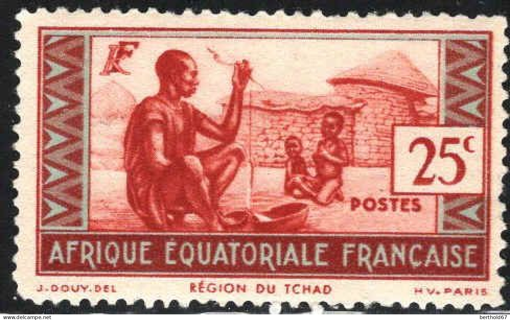 AEF Poste N** Yv: 40 Mi:35I Région Du Tchad (Dent(s) 1 Peu Courte) - Unused Stamps