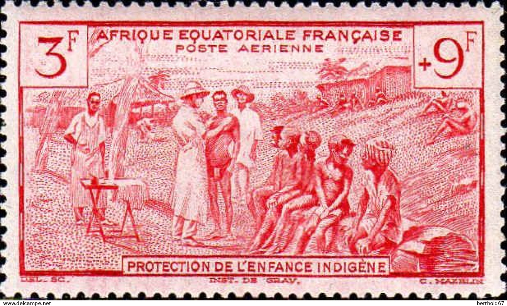 AEF Avion N** Yv:10/12 Protection De L'enfance Indigène - Unused Stamps