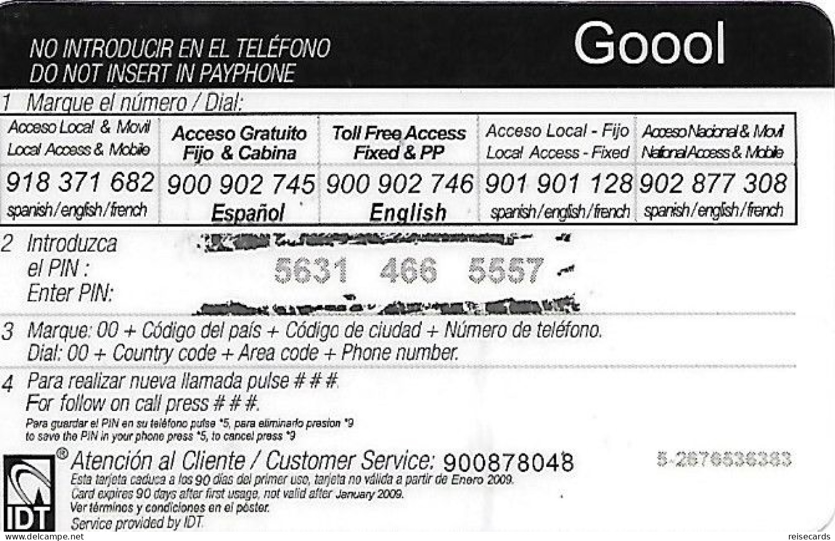 Spain: Prepaid IDT - Goool - Sonstige & Ohne Zuordnung