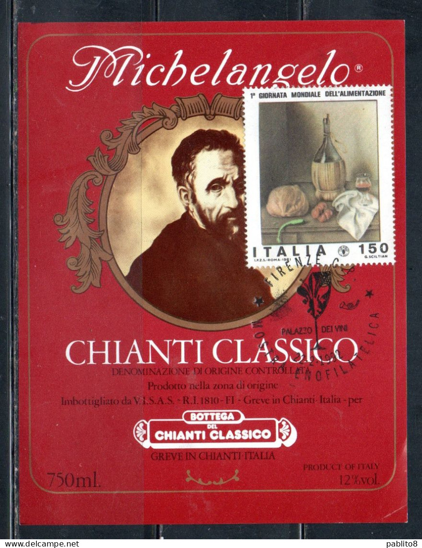 ITALIA 22-2-1992 BOTTEGE DEL CHIANTI CLASSICO MICHELANGELO GREVE IN CHIANTI CARTOLINA CARD MAXIMUM - Maximumkaarten