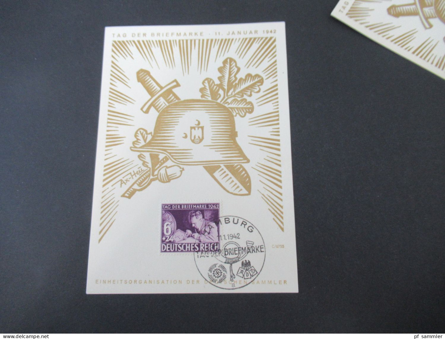 3.Reich 1941 Sonder PK Tag der Briefmarke KDF Sammlergruppen / Propganda "Im Kampf um die Freiheit! 9 Stück / SSt