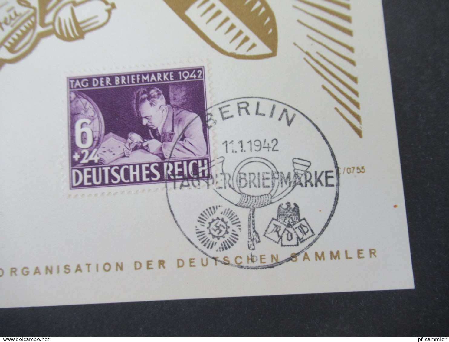 3.Reich 1941 Sonder PK Tag der Briefmarke KDF Sammlergruppen / Propganda "Im Kampf um die Freiheit! 9 Stück / SSt