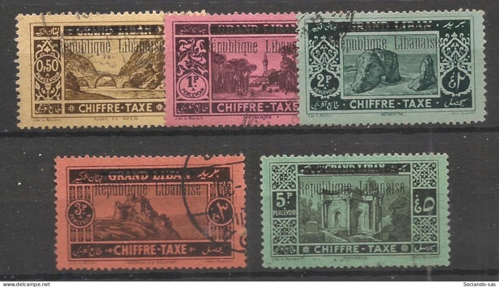 GRAND LIBAN - 1927 - Taxe TT N°YT. 16 à 20 - Série Complète - Oblitéré / Used - Used Stamps