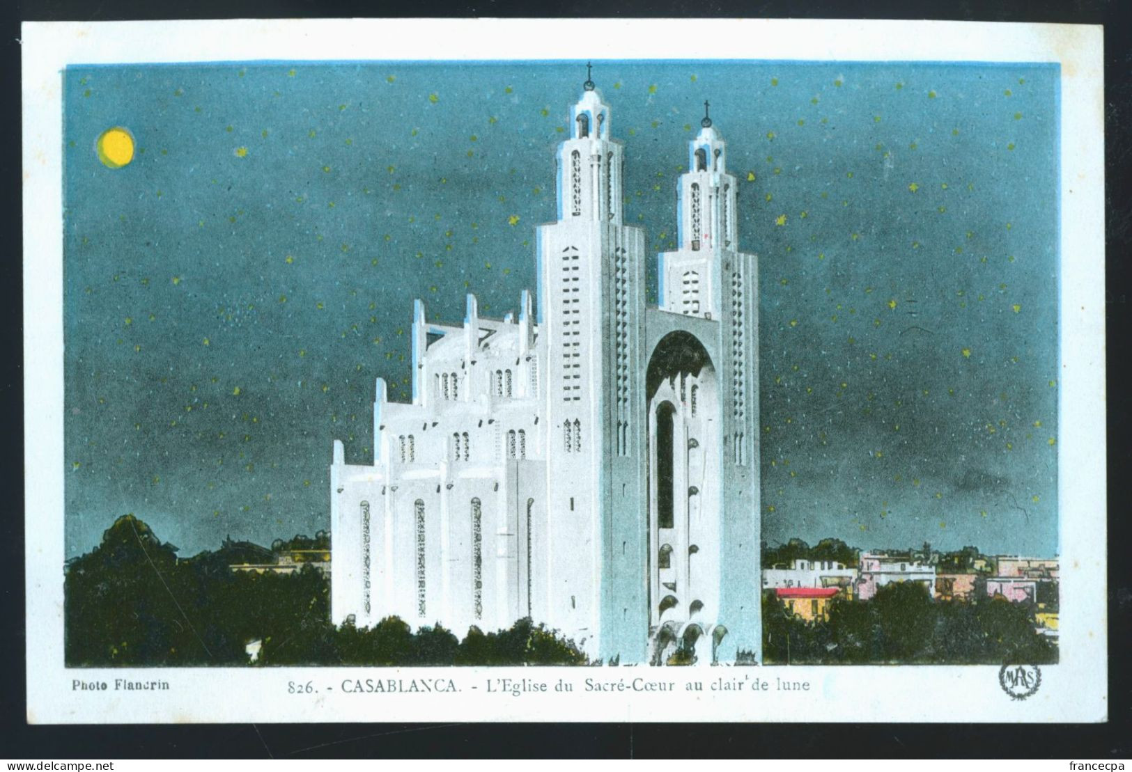 1094 - MAROC - CASABLANCA - L'Eglise Du Sacré Coeur Au Clair De Lune - Casablanca