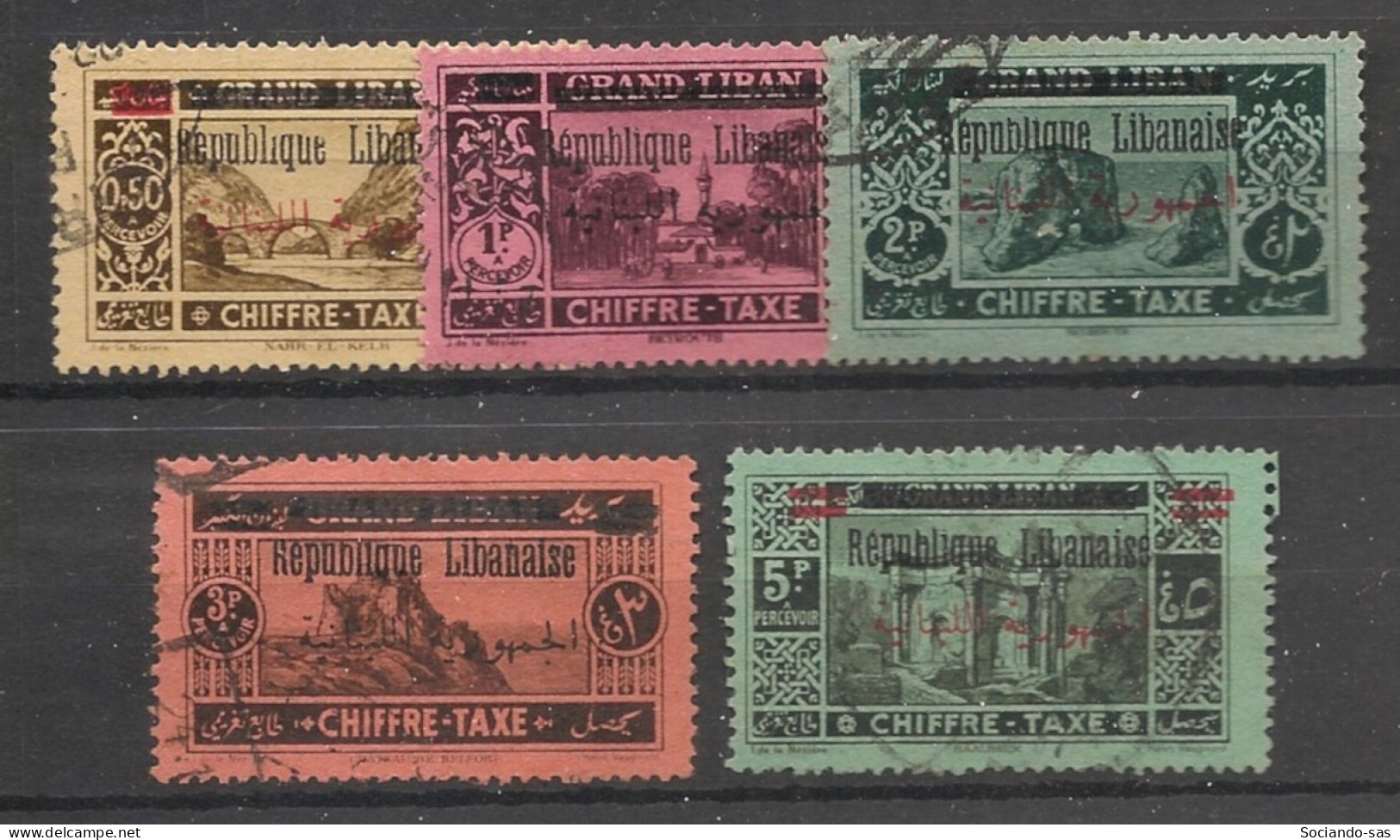 GRAND LIBAN - 1928 - Taxe TT N°YT. 21 à 25 - Série Complète - Oblitéré / Used - Oblitérés