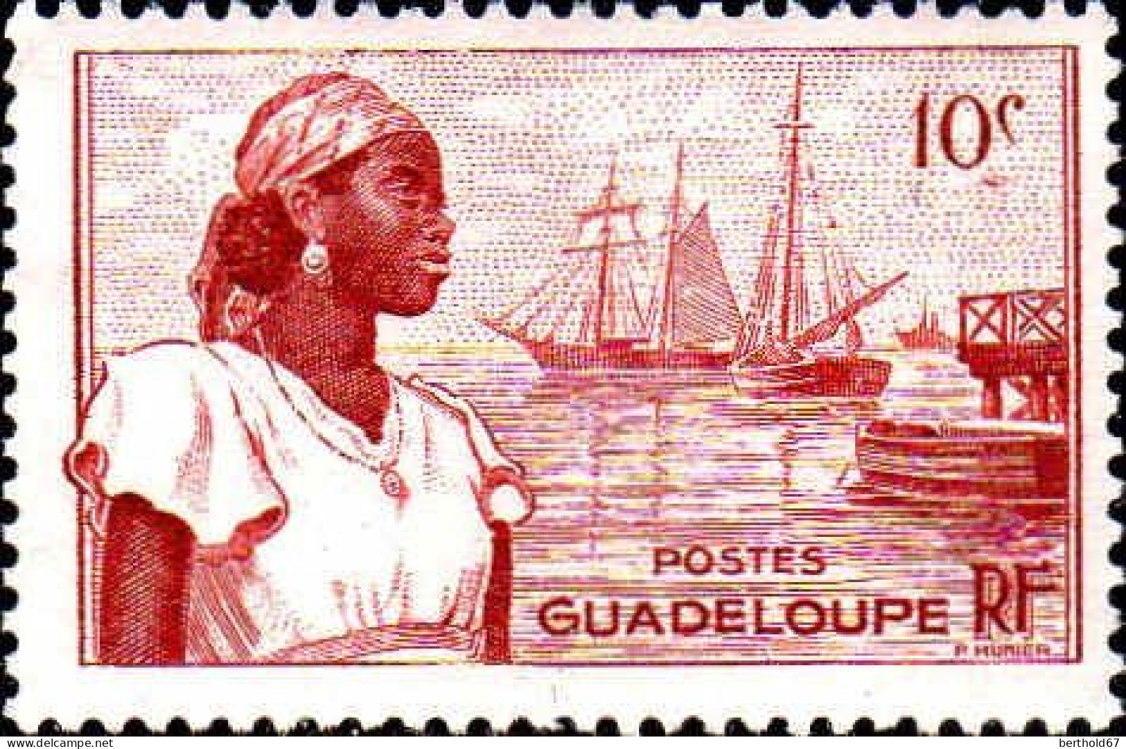 Guadeloupe Poste N* Yv:197 Mi:214 Port De Basse-Terre & Guadeloupeenne (sans Gomme) - Neufs
