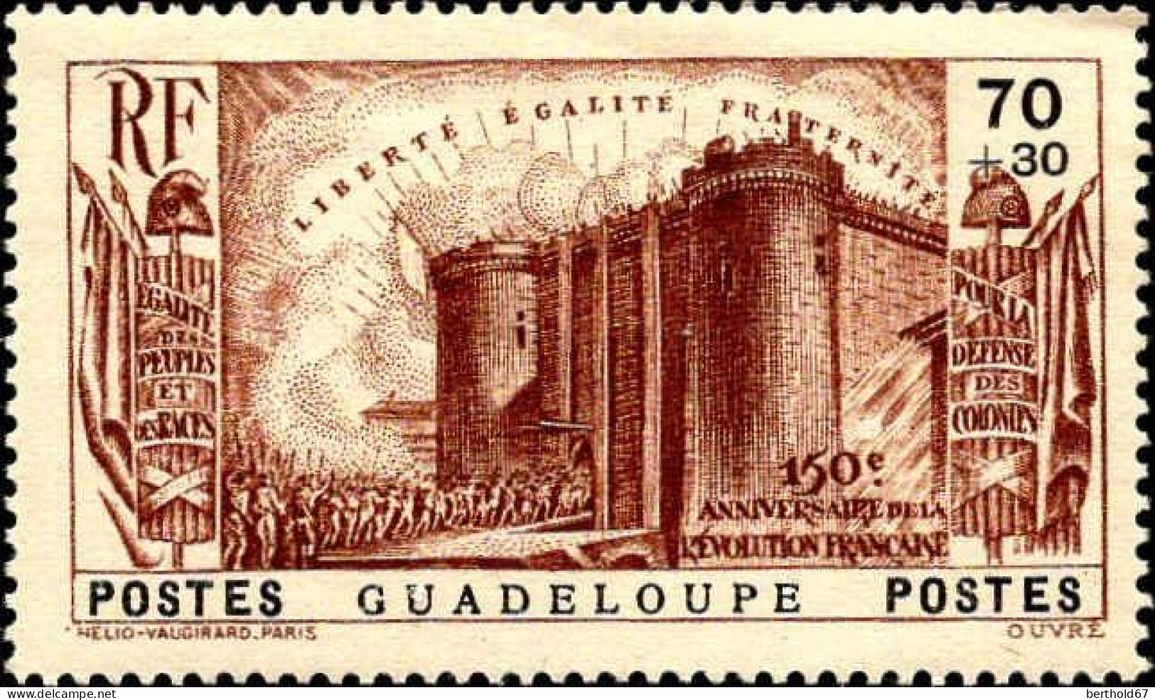 Guadeloupe Poste N* Yv:143 Mi:148 Prise De La Bastille (Trace De Charnière) - Neufs