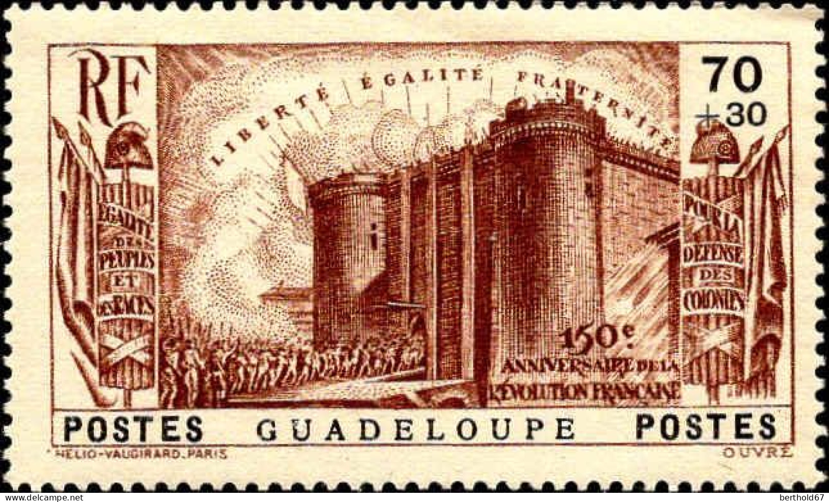 Guadeloupe Poste N* Yv:143 Mi:148 Prise De La Bastille (Trace De Charnière) - Ungebraucht