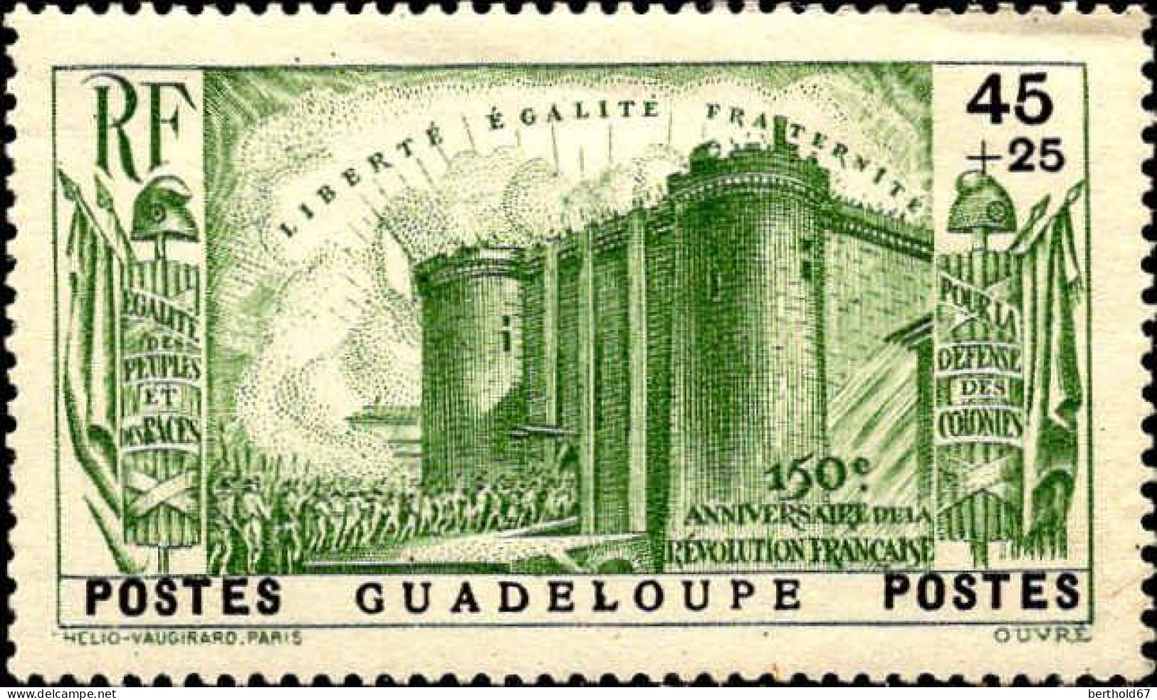 Guadeloupe Poste N* Yv:142 Mi:147 Prise De La Bastille (Trace De Charnière) - Ungebraucht