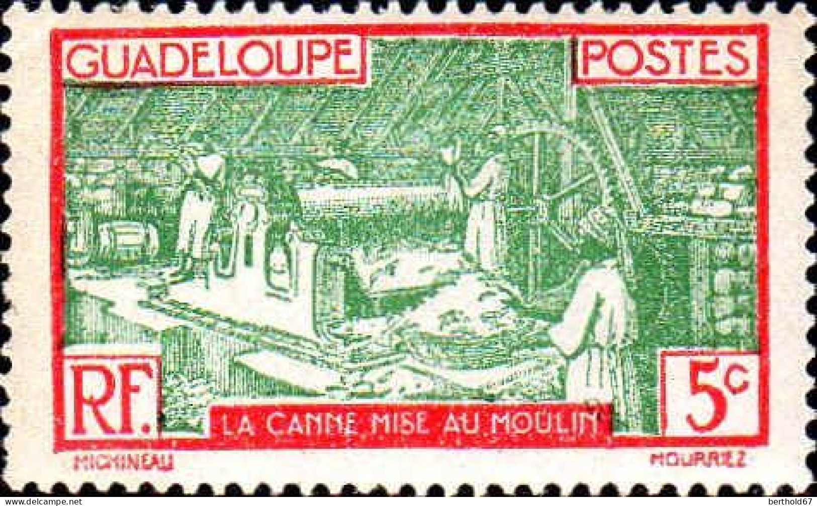 Guadeloupe Poste N* Yv:102 Mi:99 La Canne Mise Au Moulin (Trace De Charnière) - Ungebraucht