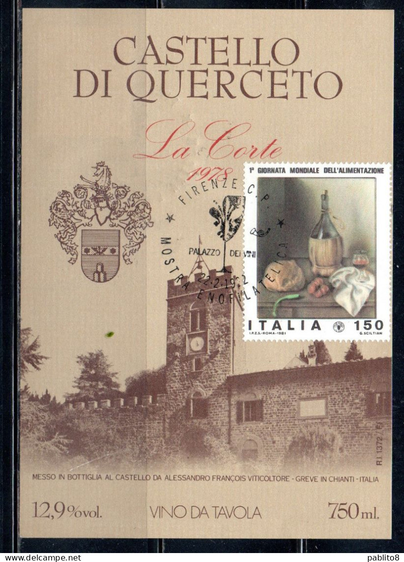 ITALIA 22-2-1992 CASTELLO DI QUERCETO LA CORTE GREVE IN CHIANTI CARTOLINA CARD MAXIMUM - Maximum Cards