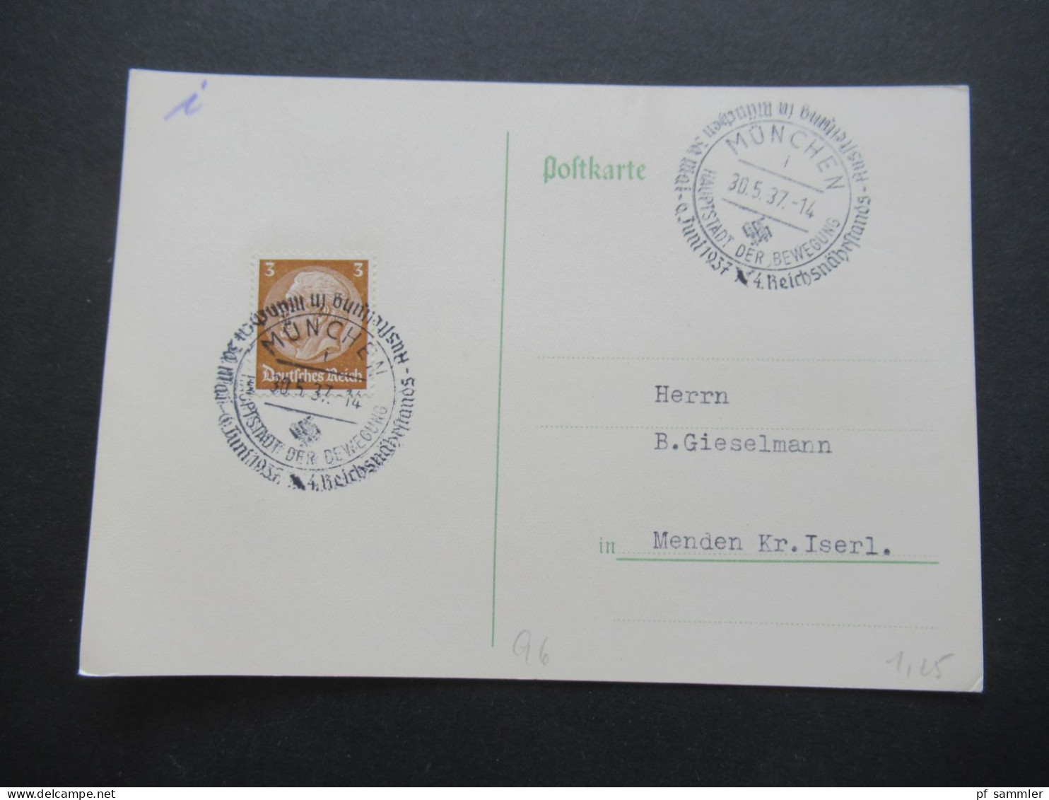 3.Reich 1937 / 1938 blanko PK mit Hindenburg Frankatur insgesamt 23 Stück verschiedene Sonderstempel! Propaganda Stempel