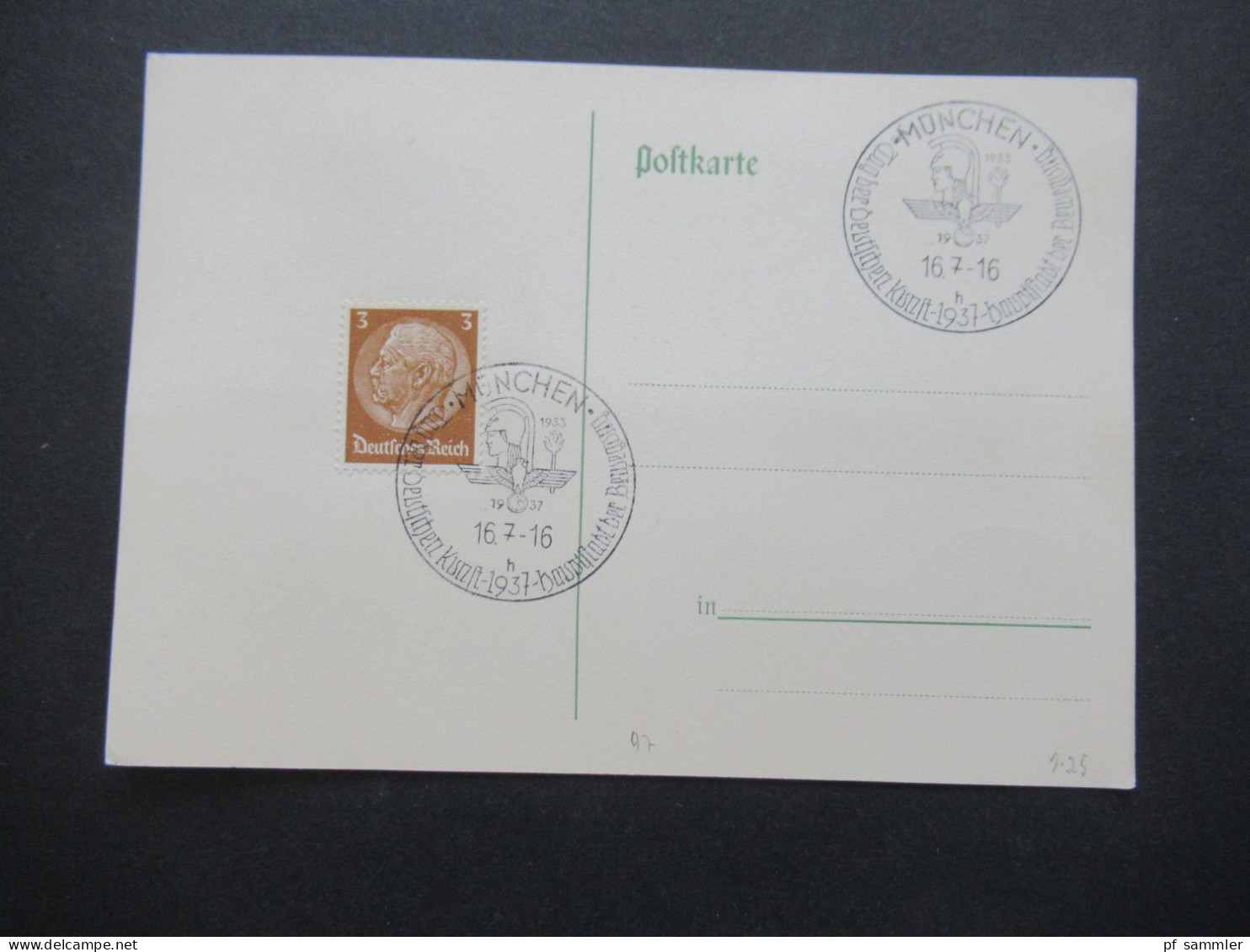 3.Reich 1937 / 1938 blanko PK mit Hindenburg Frankatur insgesamt 23 Stück verschiedene Sonderstempel! Propaganda Stempel