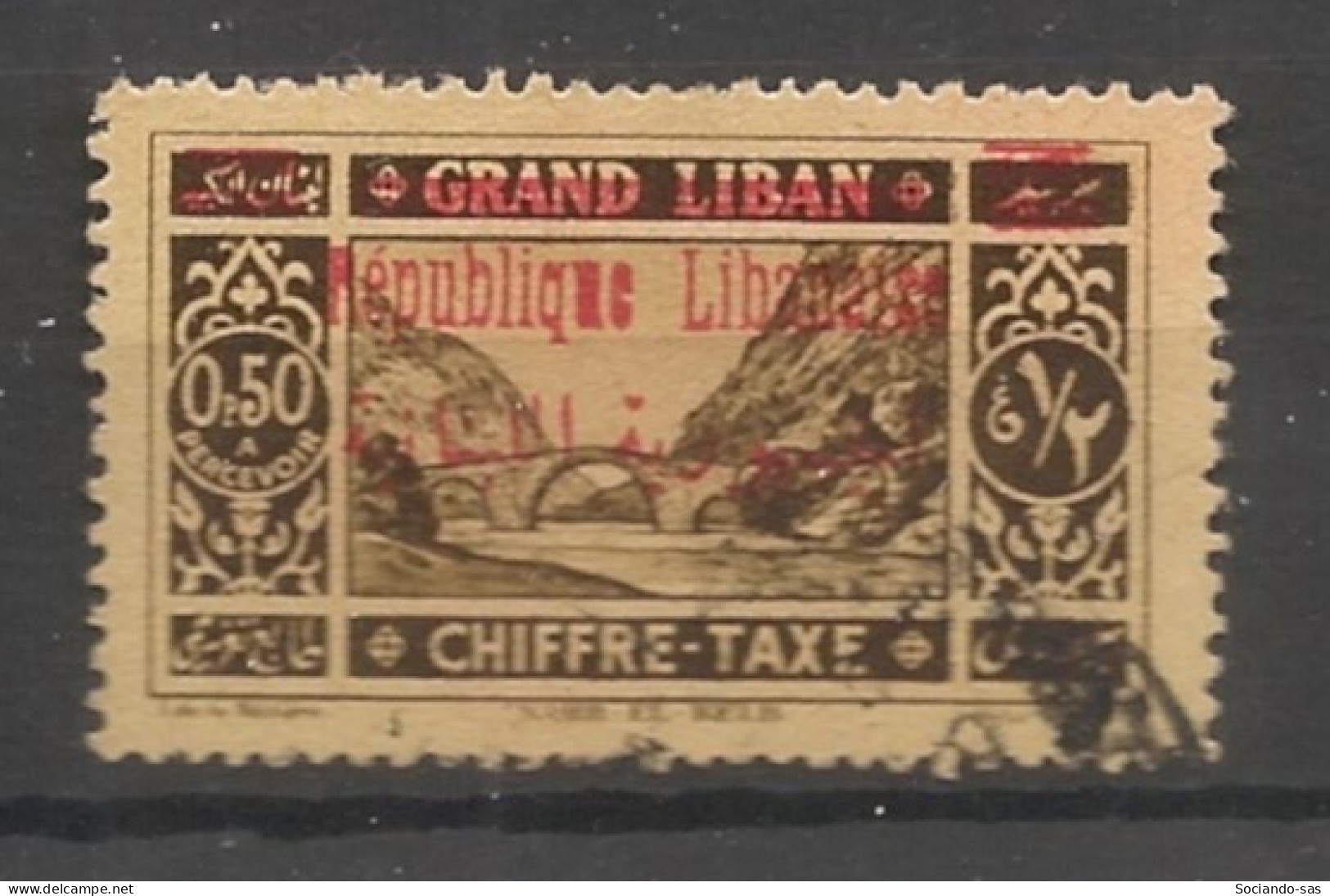 GRAND LIBAN - 1928 - Taxe TT N°YT. 26 - Nahr El Kelb 0pi50 - Oblitéré / Used - Oblitérés