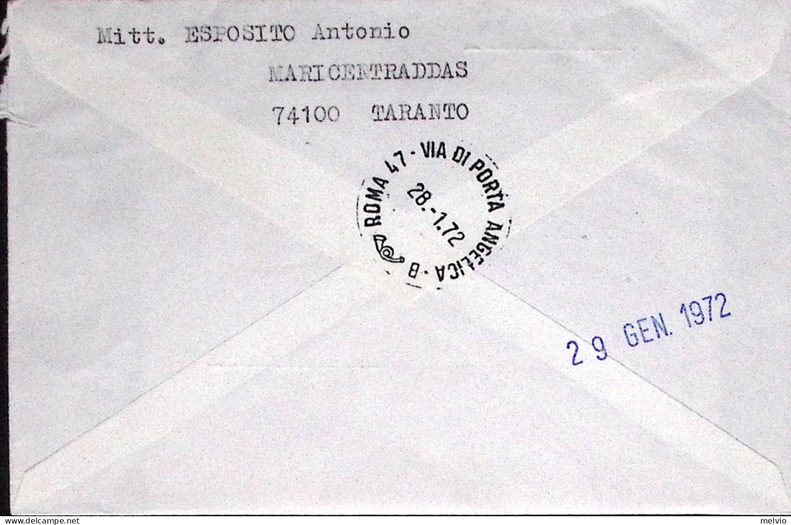 1972-UNIVERSIADI TORINO Lire 180 Isolato Su Raccomandata Taranto (26.1) - 1971-80: Poststempel