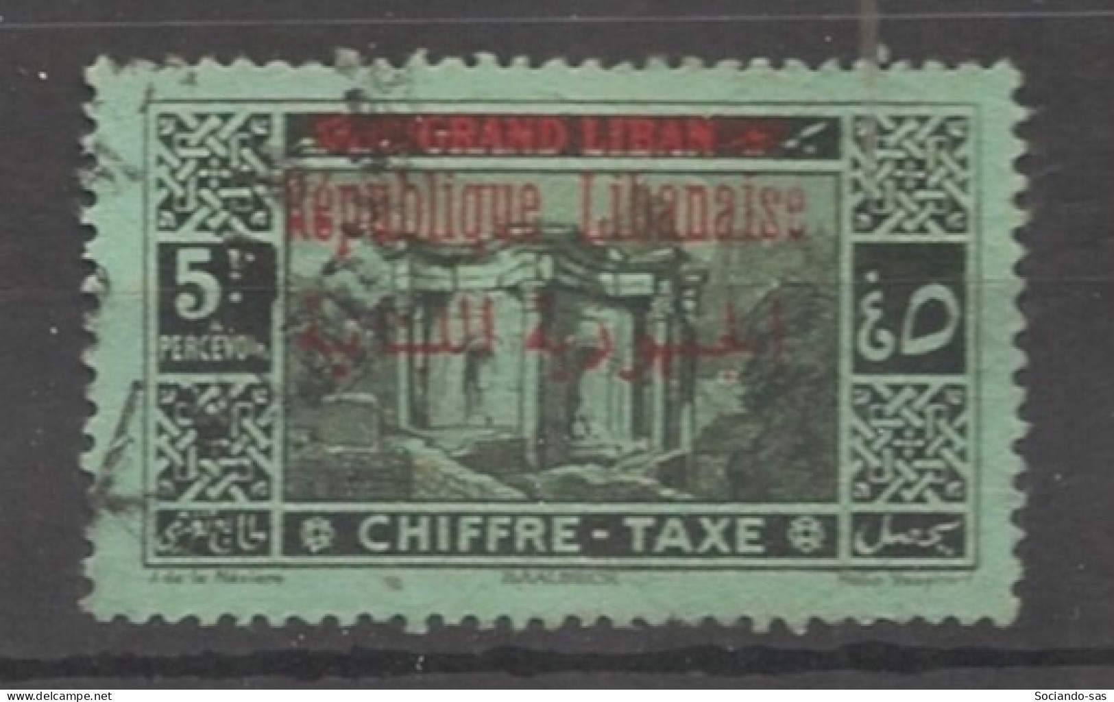 GRAND LIBAN - 1928 - Taxe TT N°YT. 28 - Baalbeck 5pi Noir Sur Vert - Oblitéré / Used - Used Stamps