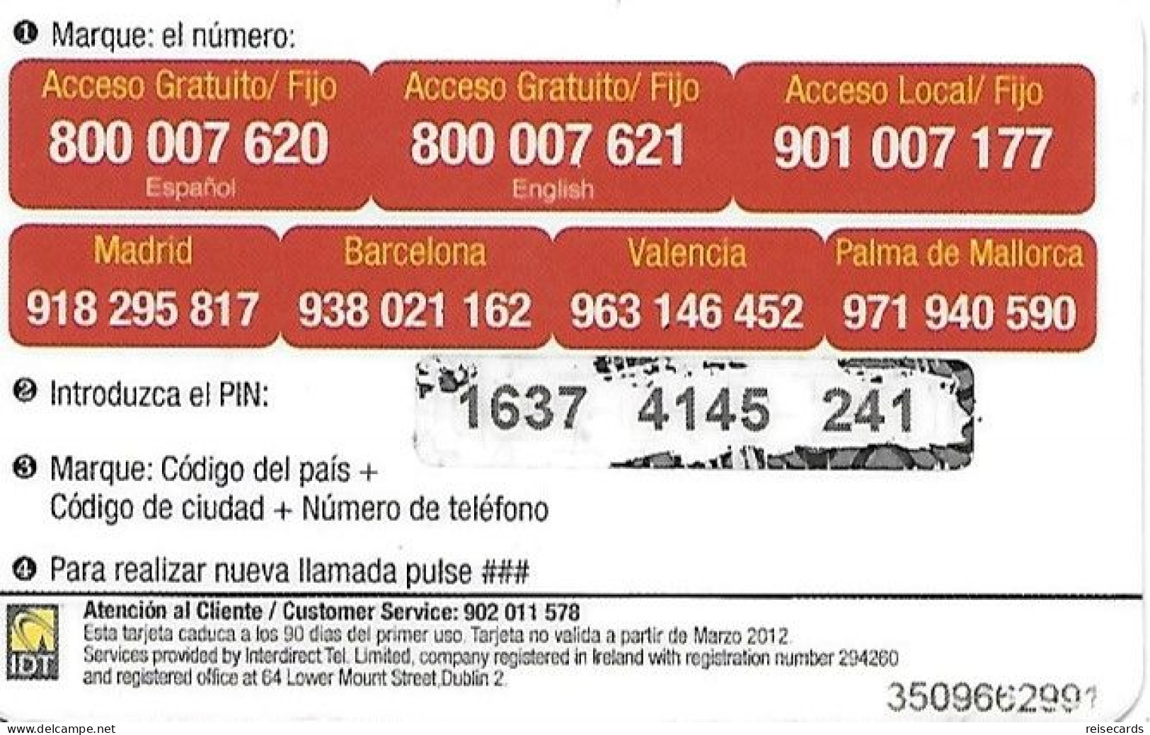 Spain: Prepaid IDT - Call You - Andere & Zonder Classificatie