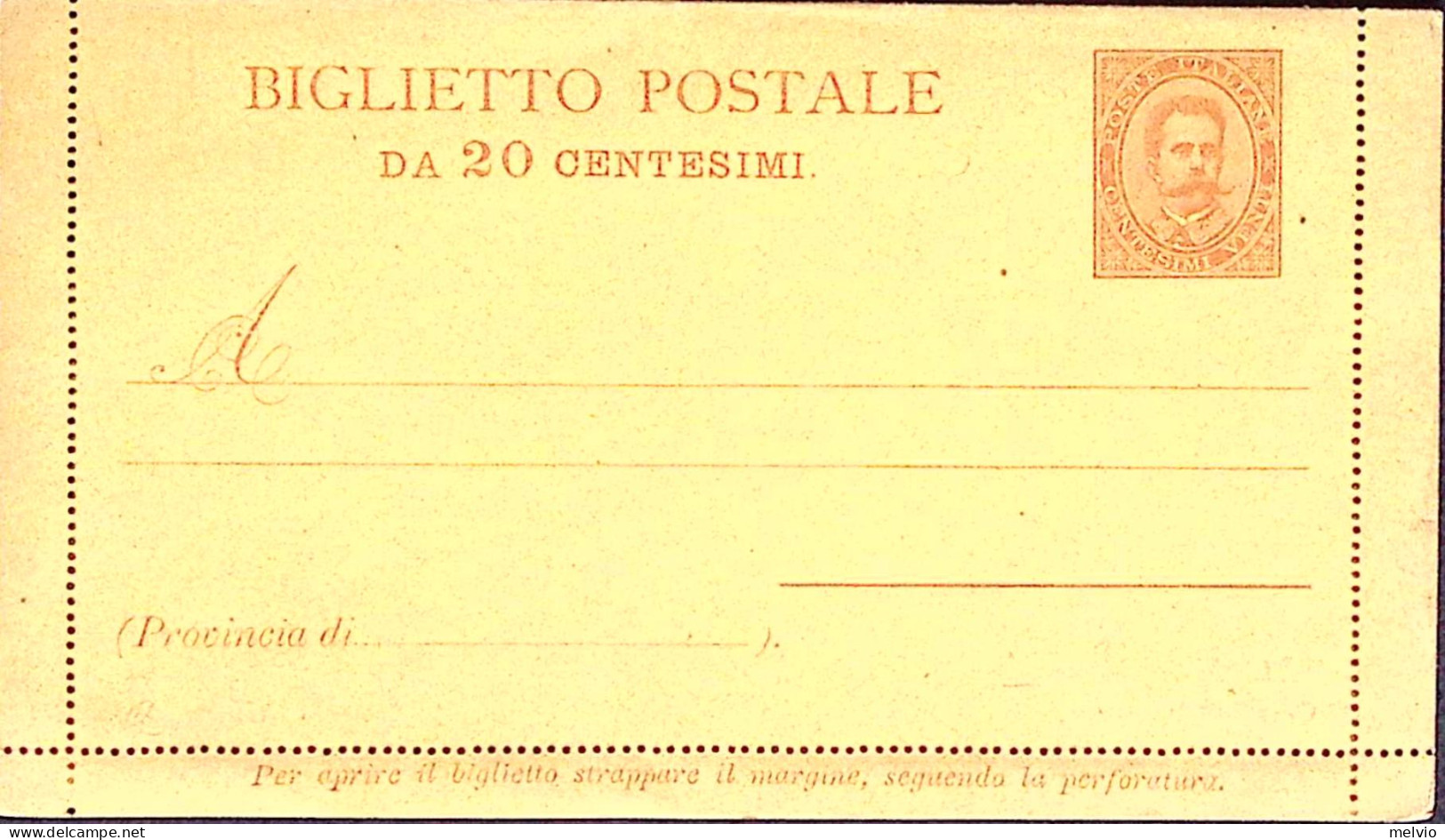 1892-BIGLIETTO POSTALE Umberto C.20 Nuovo - Entiers Postaux