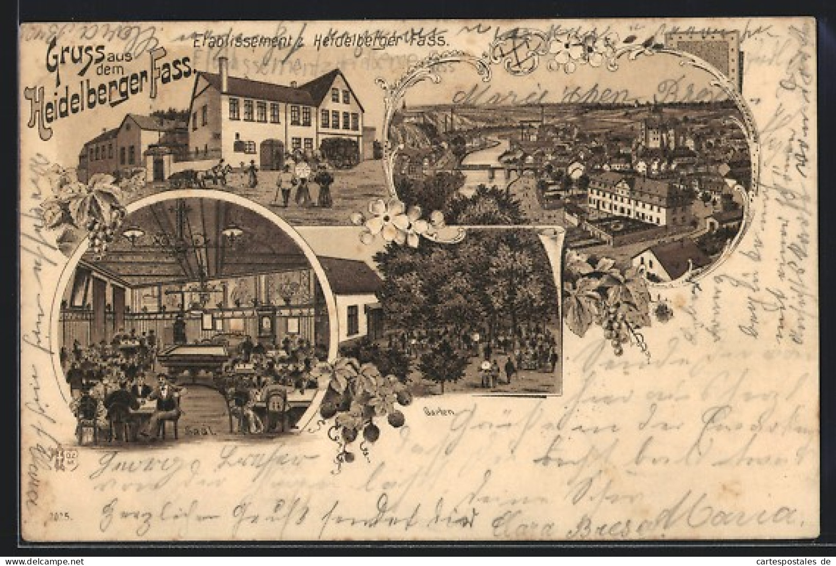 Lithographie Diez A. D. Lahn, Gasthaus Heidelberger Fass, Ortsansicht  - Diez